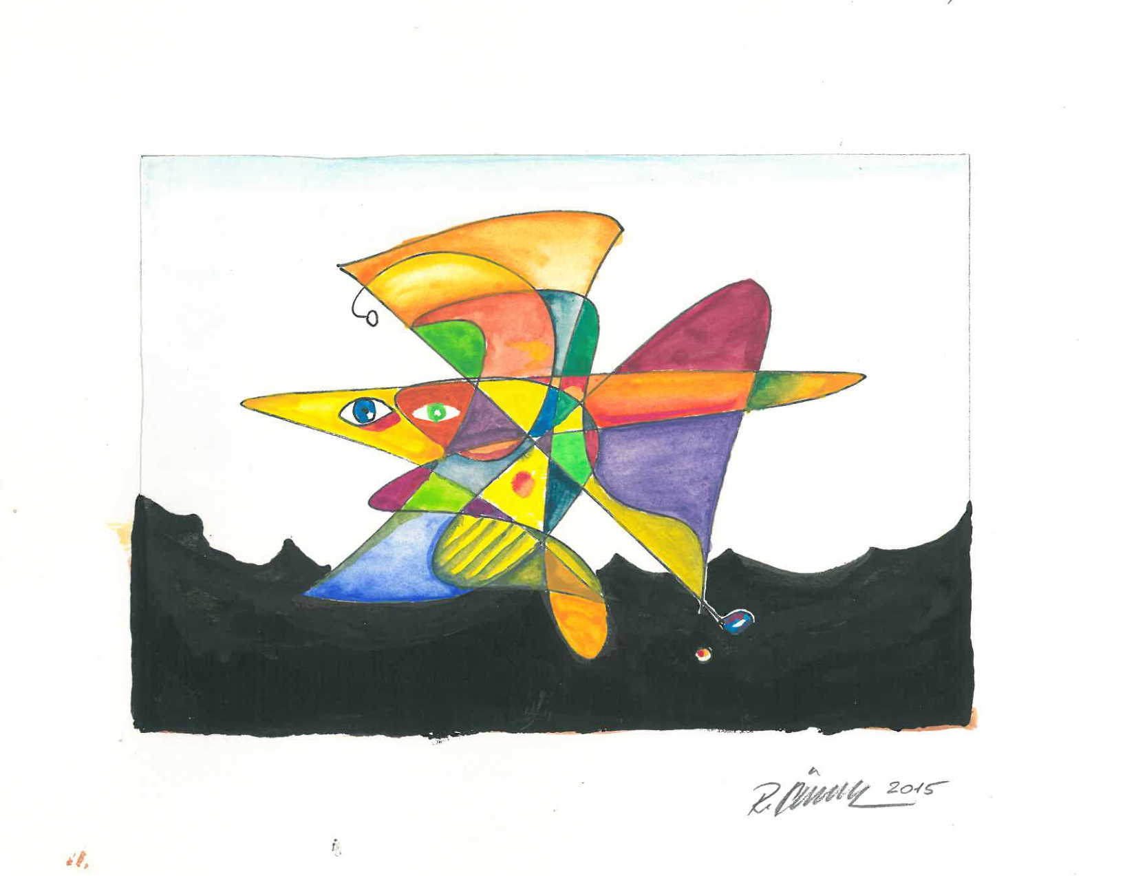 Fliegender Fisch über schwarzem Wasser